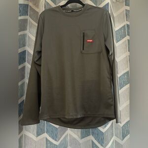 Wrangler Workwear Thermal Shirt M Black Long Sleeve Pocket Crew Waffle Knit
